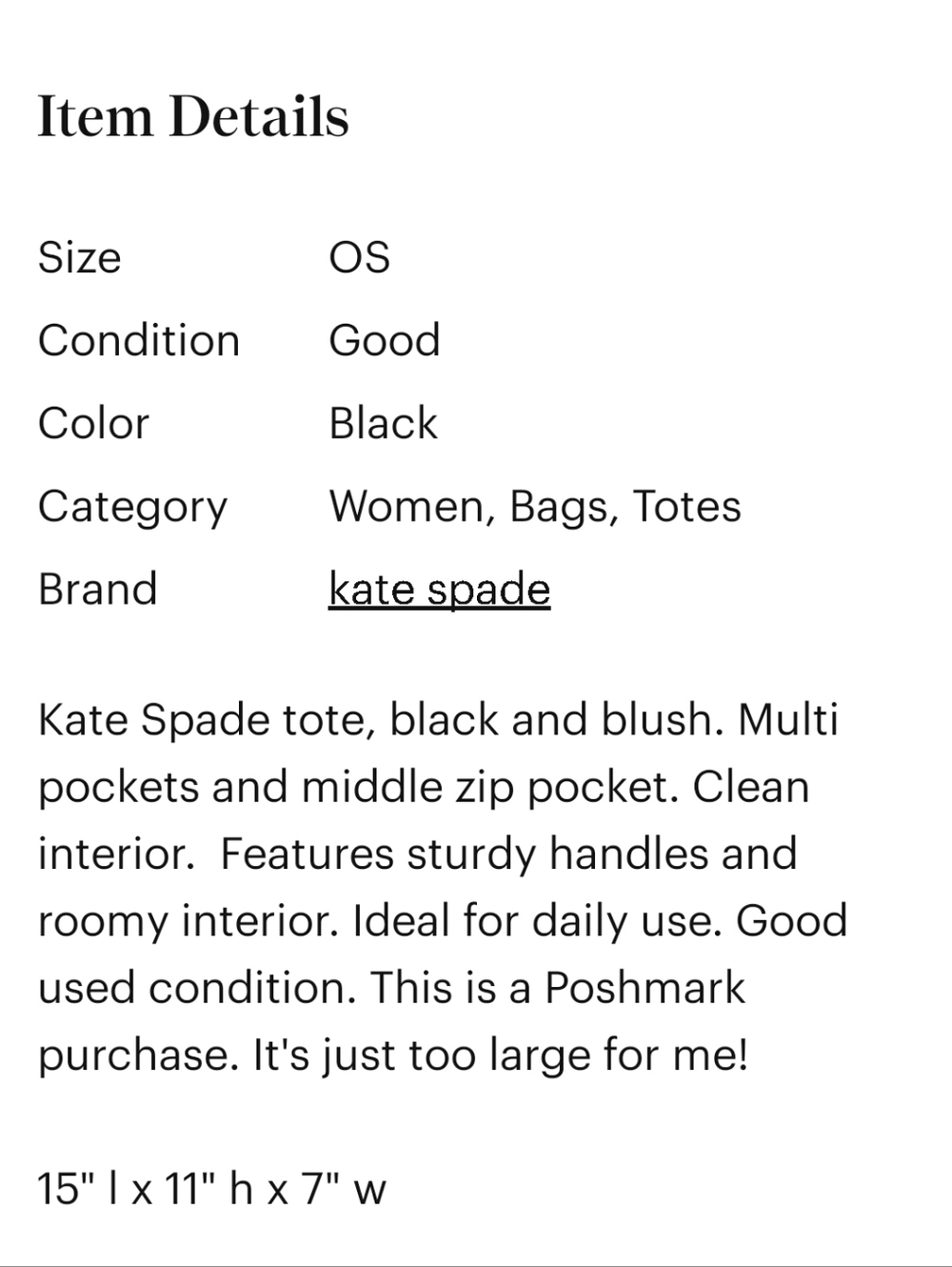 Kate Spade Black and Blush Tote Bag - Picture 6 of 6